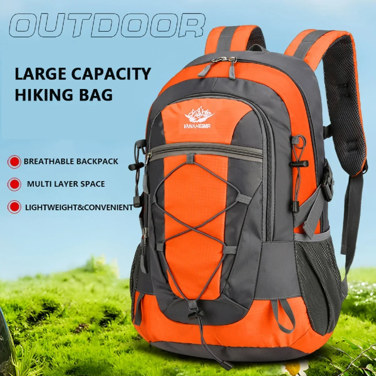 35L tactical mountaineering bag, large capacity outdoor travel bag, waterproof reflective backpack