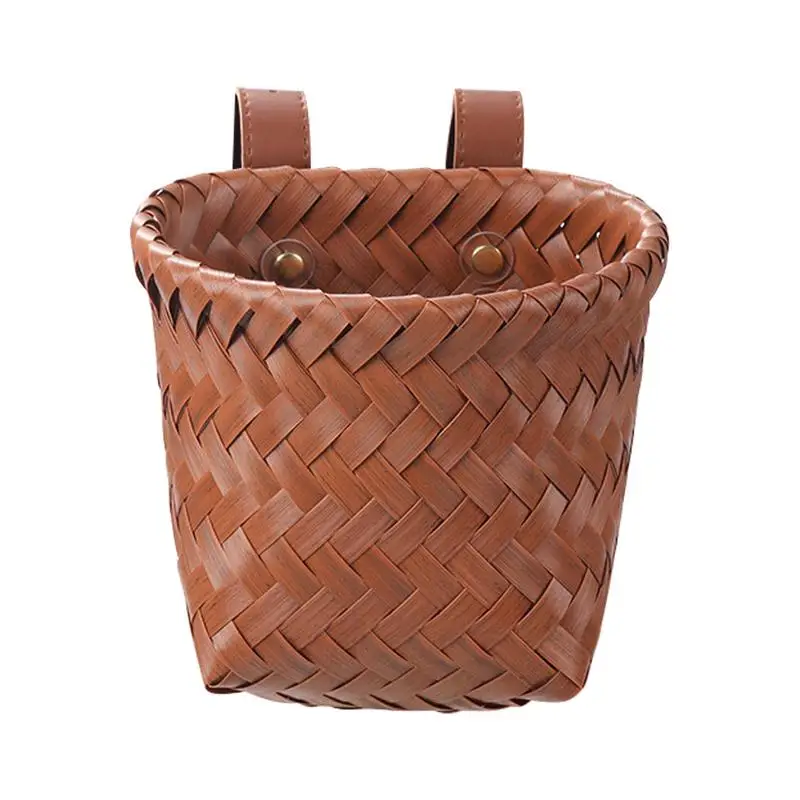 

Handwoven Basket Woven Storage Bin Washable Cycling Bag With Adjustable Strap Bike Accessories For Travel Snacks Scooter Camping