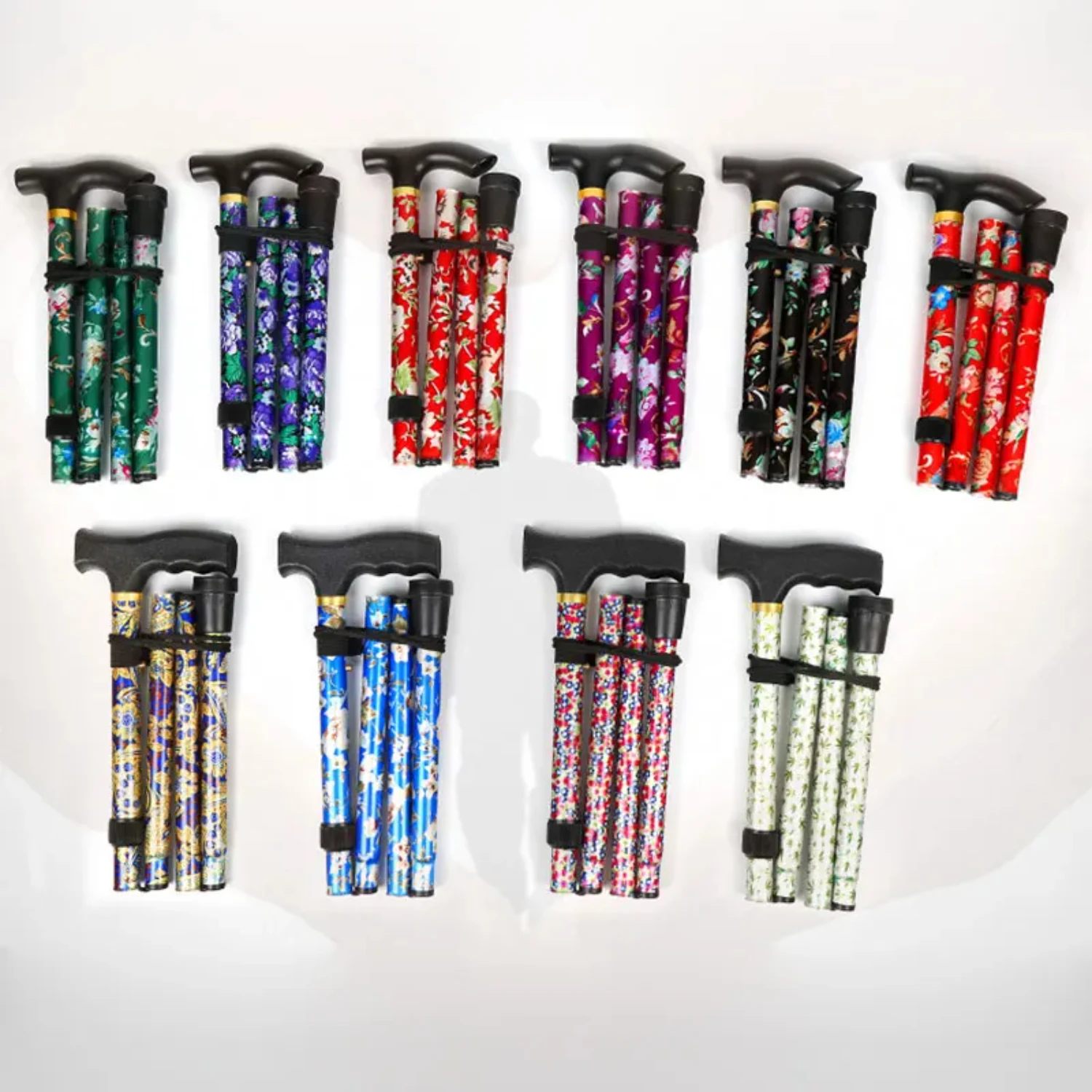 Bastone da trekking telescopico Bastone da passeggio Bastoni da trekking Trusty Bastone pieghevole Bastone da passeggio Stampelle per anziani Accessori con punta in gomma