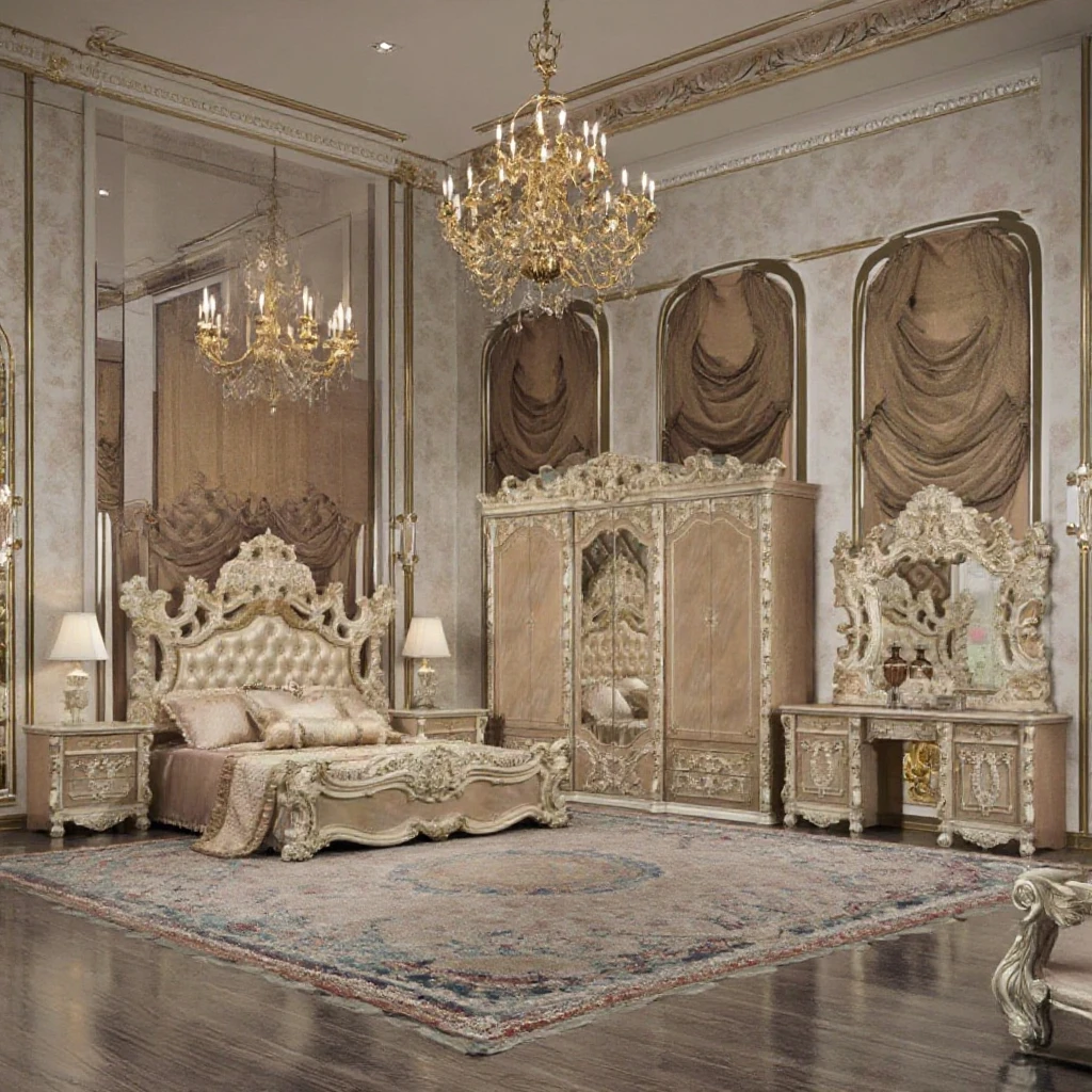 Customized Luxurious Best Quality USA MDF Bedroom Set Furniture Adjustable Features Hotels Villas Home Decor Storage Features