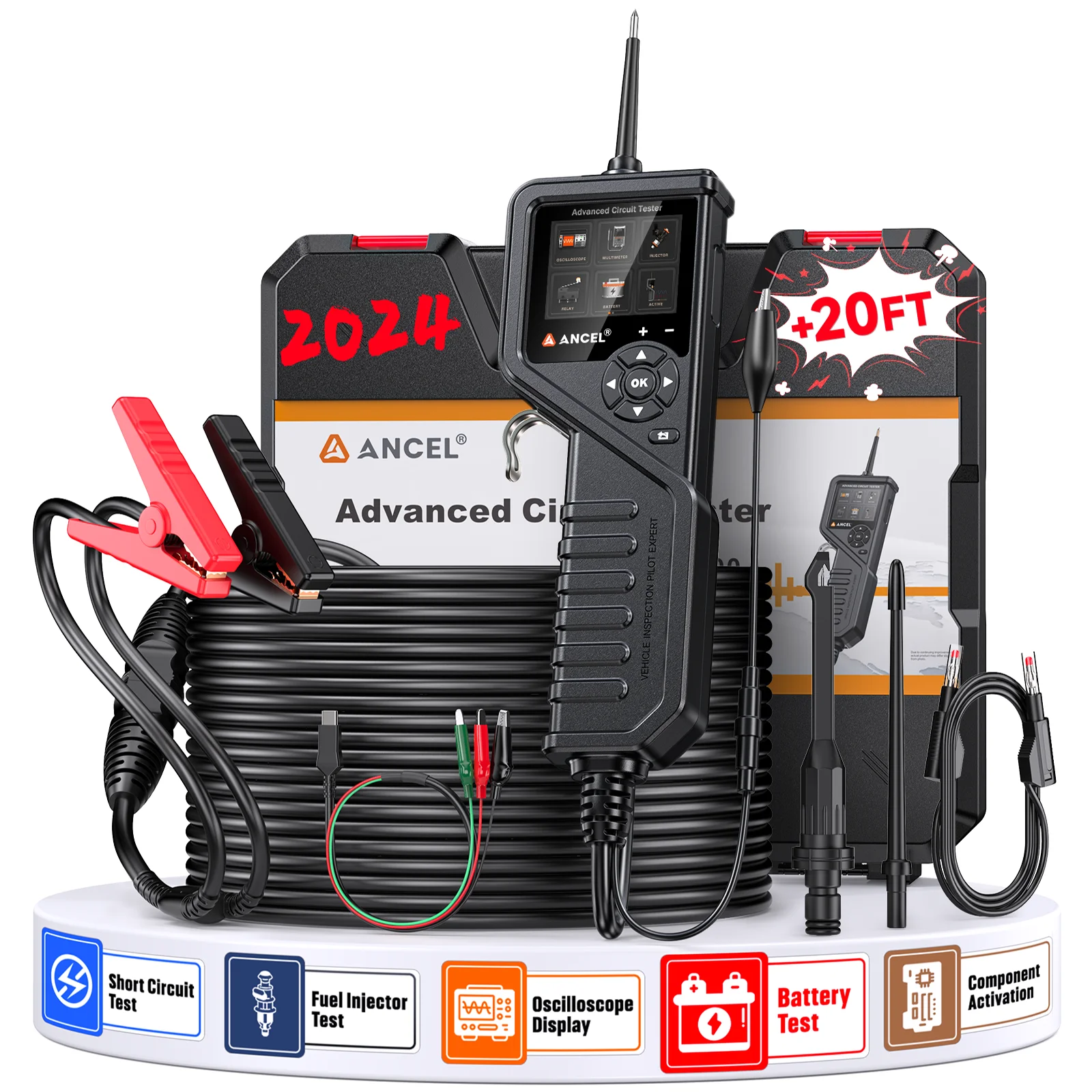 

ANCEL PB600 Car Battery Tester 12V/24V Power Probe Circuit Tester Kit Electrical Integrated Auto Battery System Diagnostic Tools