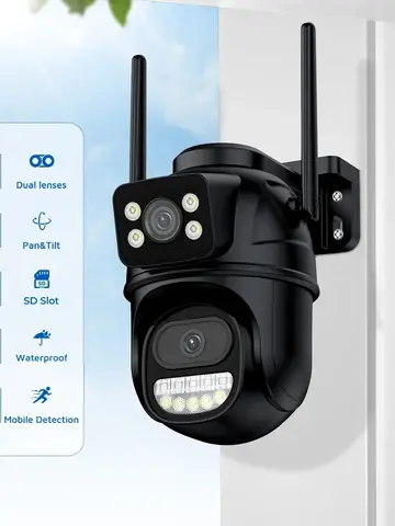 حماية أمنية كاميرا آمنة لاسلكية في الهواء الطلق صوت منزلي فيديو فيديو ""كاميرا لاسلكية واي فاي 4K 8MP PTZ WIFI كاميرا مزدوجة العدسة شاشة مزدوجة كاميرا IP في الهواء الطلق 4MP HD تتبع تلقائي حماية أمنية CCTV مراقبة ICSee