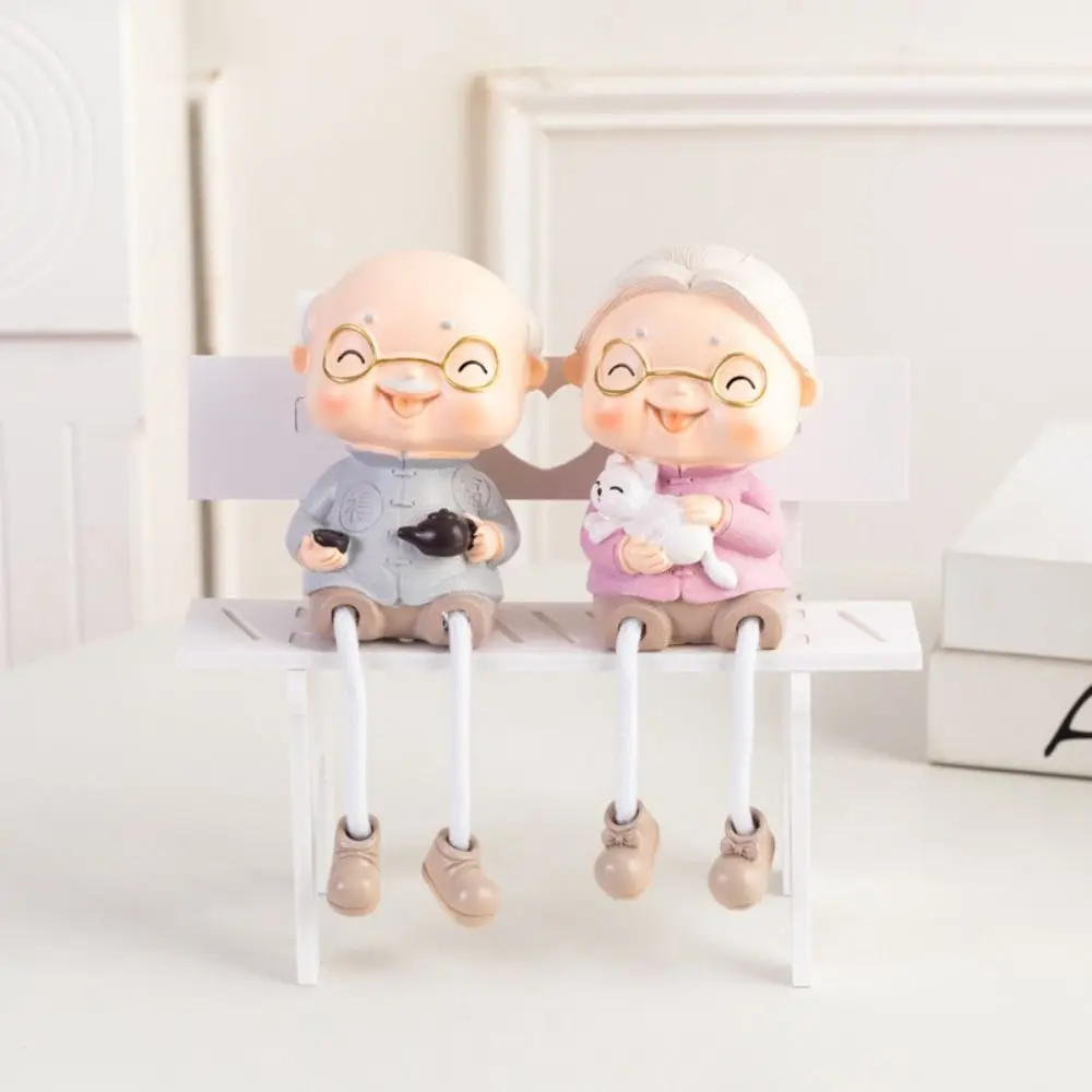 The Old Decorative Ornaments for Elderly Pink Resin Home Decoration Ornaments Couple Family Decoration Home