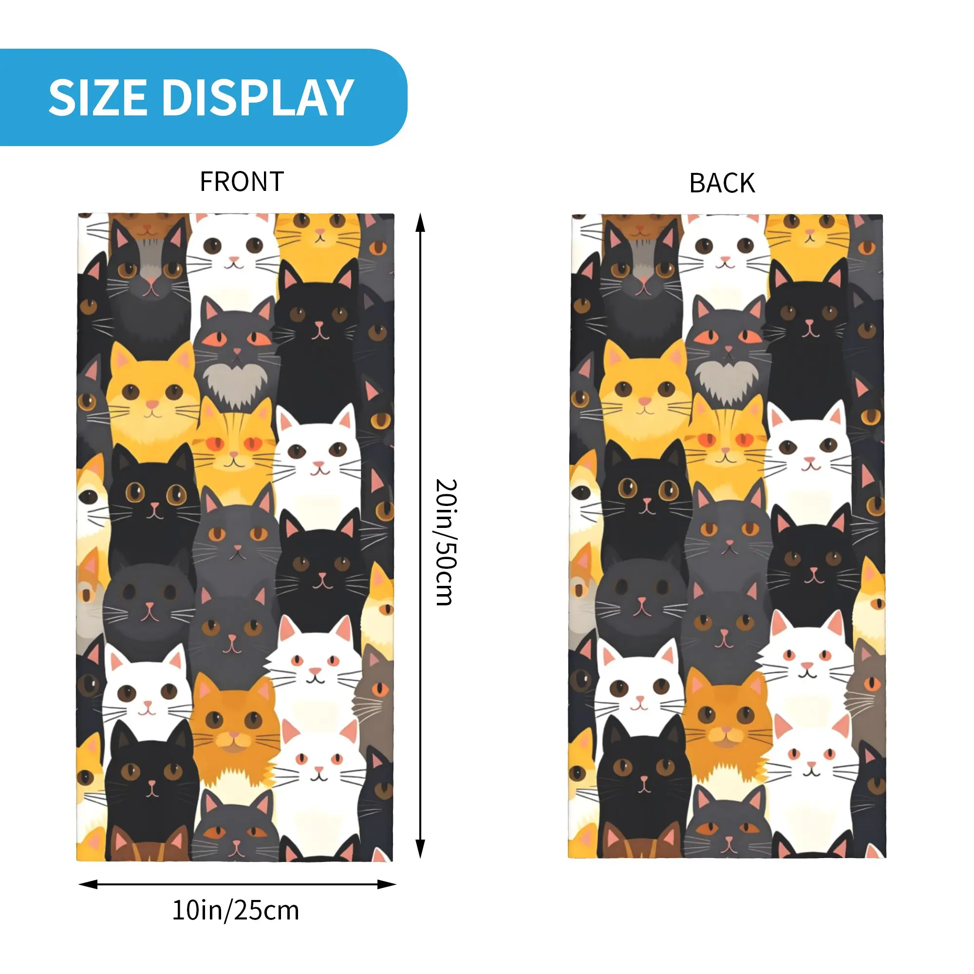Custom Cat Bandana Neck Gaiter for Hiking Running Women Men Wrap Scarf Colorful Print Headband Warmer