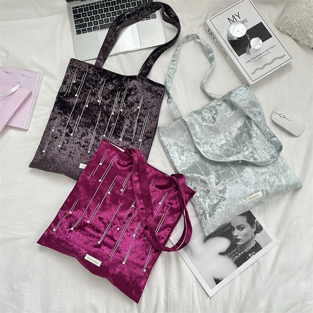 

Fashion Vintage Women Shoulder Bags Large Capacity Canvas Bag Ladies Shopping Handbags Casual Velvet Female Tote Bag