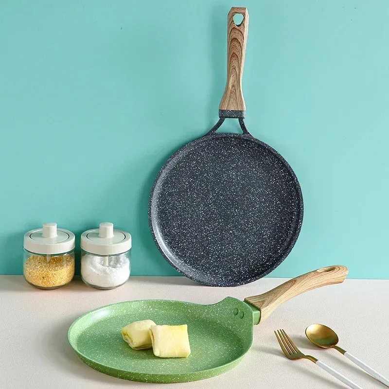 Crepe Pancake Pan Nonstick Frying Pot with Wooden Handle Omelet Saucepan Cooking Steak Pan Kitchenware Induction Crepe Maker