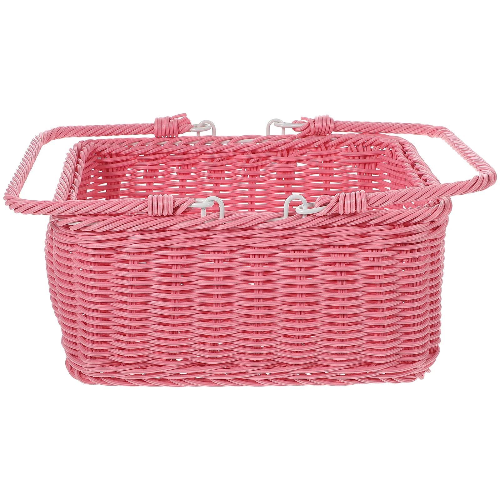

Picnic Basket Handwoven Wicker Pink Rectangle Mini Garden Fruit Picking Storage Container Practical Decorative Style