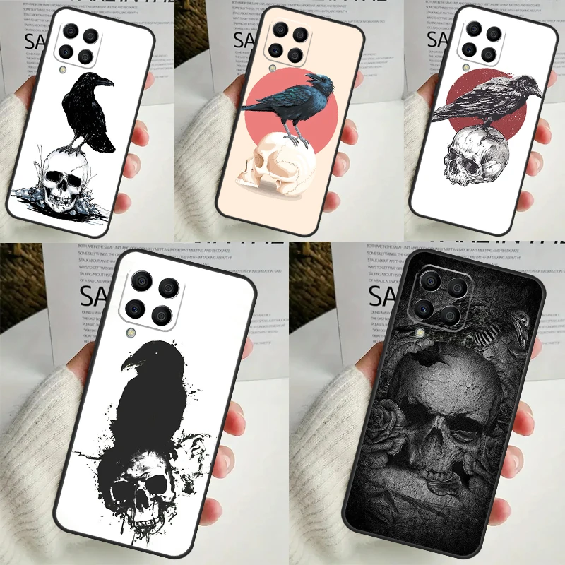 Crow Raven Dark Skull For Samsung Galaxy M21 M51 M12 M32 M52 M13 M23 M33 M53 M34 M54 M30s M31s M15 M55 M20 Case