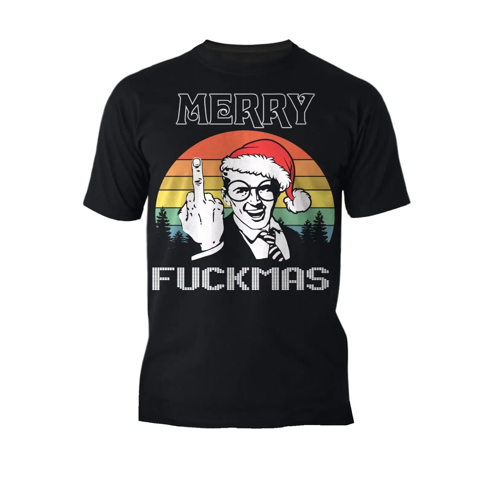 Christmas Merry Fuckmas Finger Anti Xmas Retro Meme Dad Joke Official Men's T Shirt