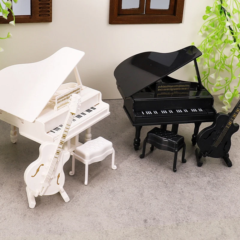 Maison de poupée Simulation Piano guitare violoncelle modèle maison de poupée Instruments de musique meubles décoration maison de poupées ornements de maison 1/12