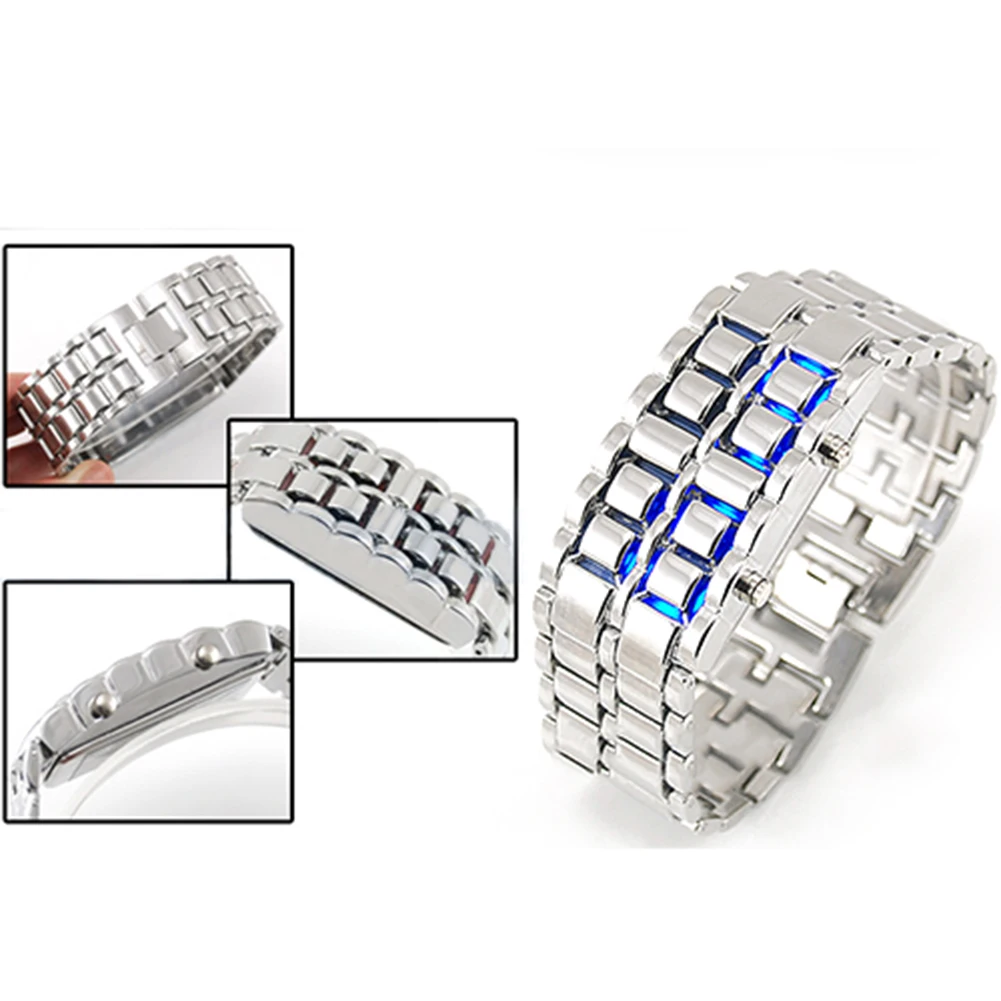 Reloj de pulsera de cuarzo Digital para hombre y mujer, cronógrafo de acero inoxidable con luz LED, estilo Punk, a la moda, nuevo