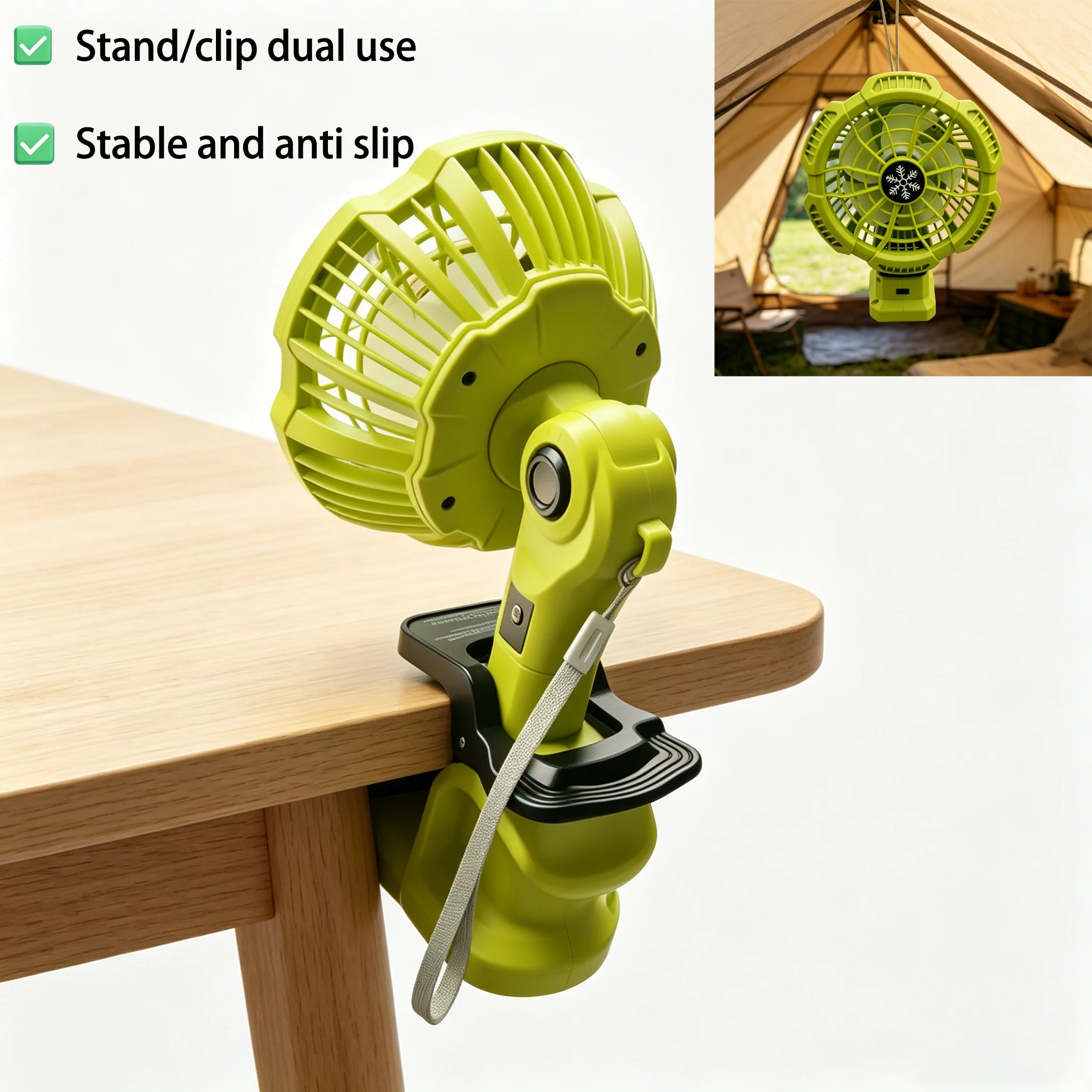 Electric Desk Fan Clip Fan Power Tool Parts for Makita for Milwaukee for Dewalt for Bosch for Ryobi for Black Decker 18V Battery