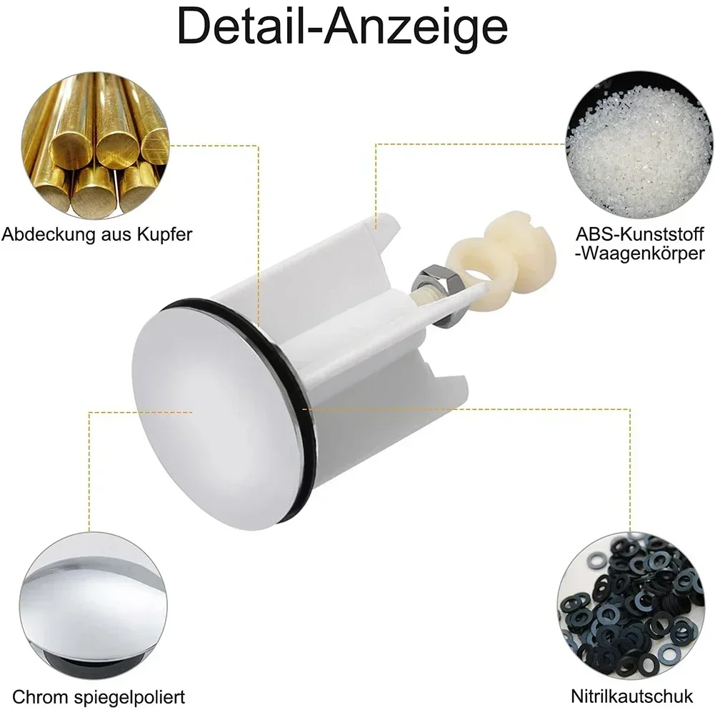 Universal Sink Plug Bathroom 40mm Pop-Up Plug Replacements Drains Plug Kitchen Sink Drainer Sink Wash Basin Round Overflow Plugs