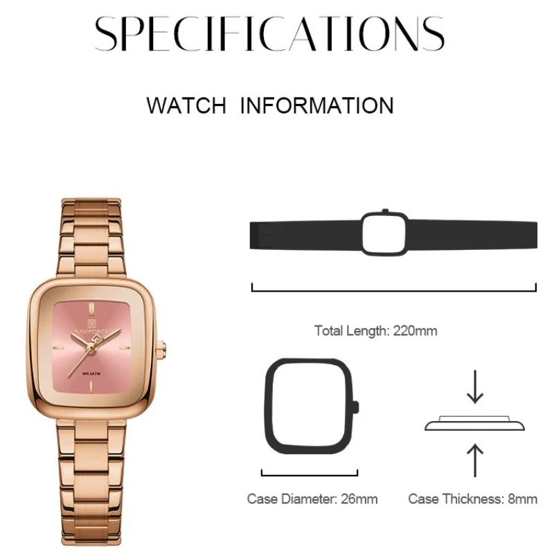 NAVIFORCE Unique Woman Quartz Watch Retro Watches 3ATM Waterproof Stainless Steel Watchband High Quality Ladies' Watches NF5075