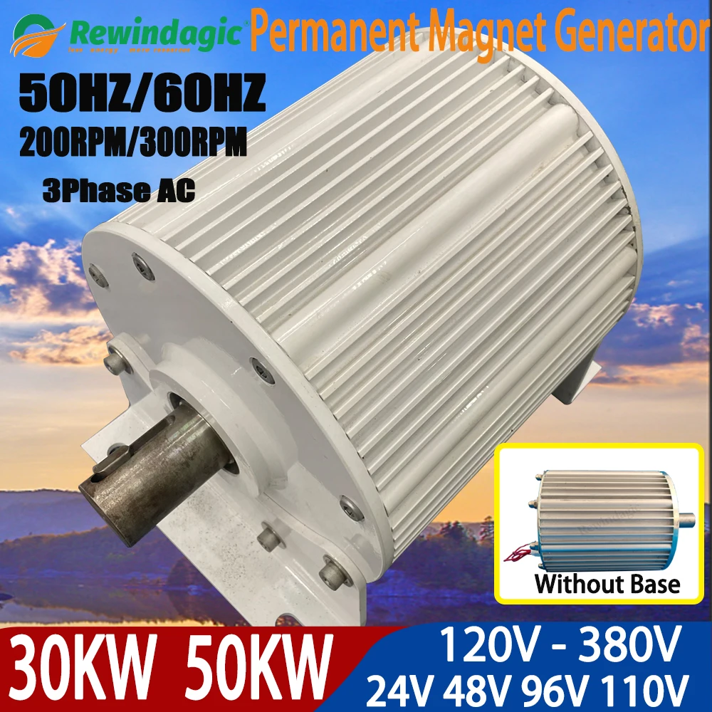 

High Efficiency 60HZ With Base 30KW 50KW Permanent Magnet Generator 96V 220V 380V 3Phase AC Alternators For Water Conservancy