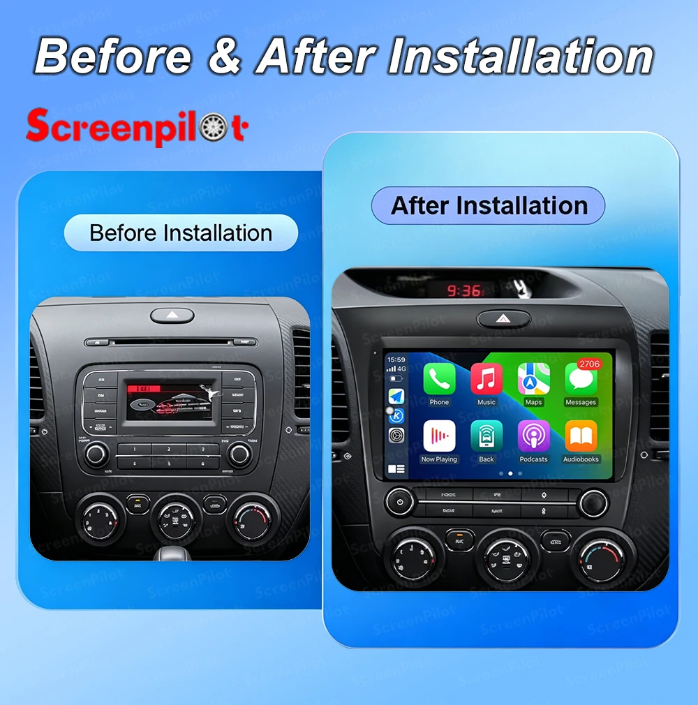 Android 16 For KIA Cerato 3 Forte K3 2013-2017 Car Radio Stereo Head Unit Multimedia Video Player GPS Navigation 2K QLED 9 Inch