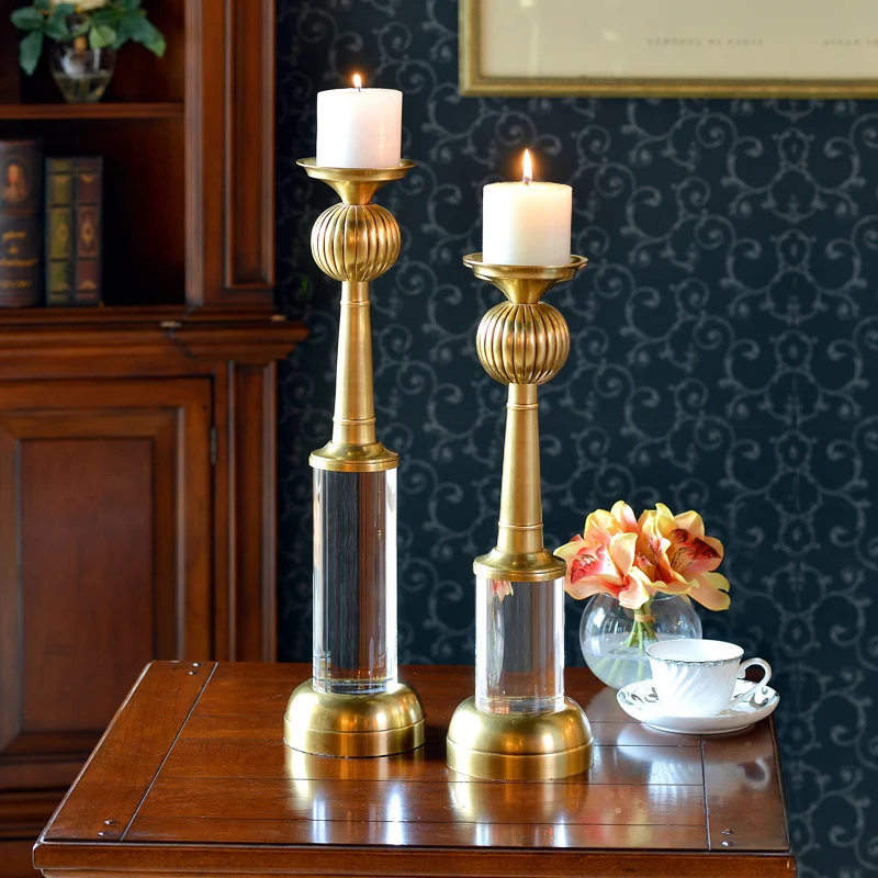 2021 newest luxury brass antique home candlestick for house boutiques church living room candle holder Wedding Decor