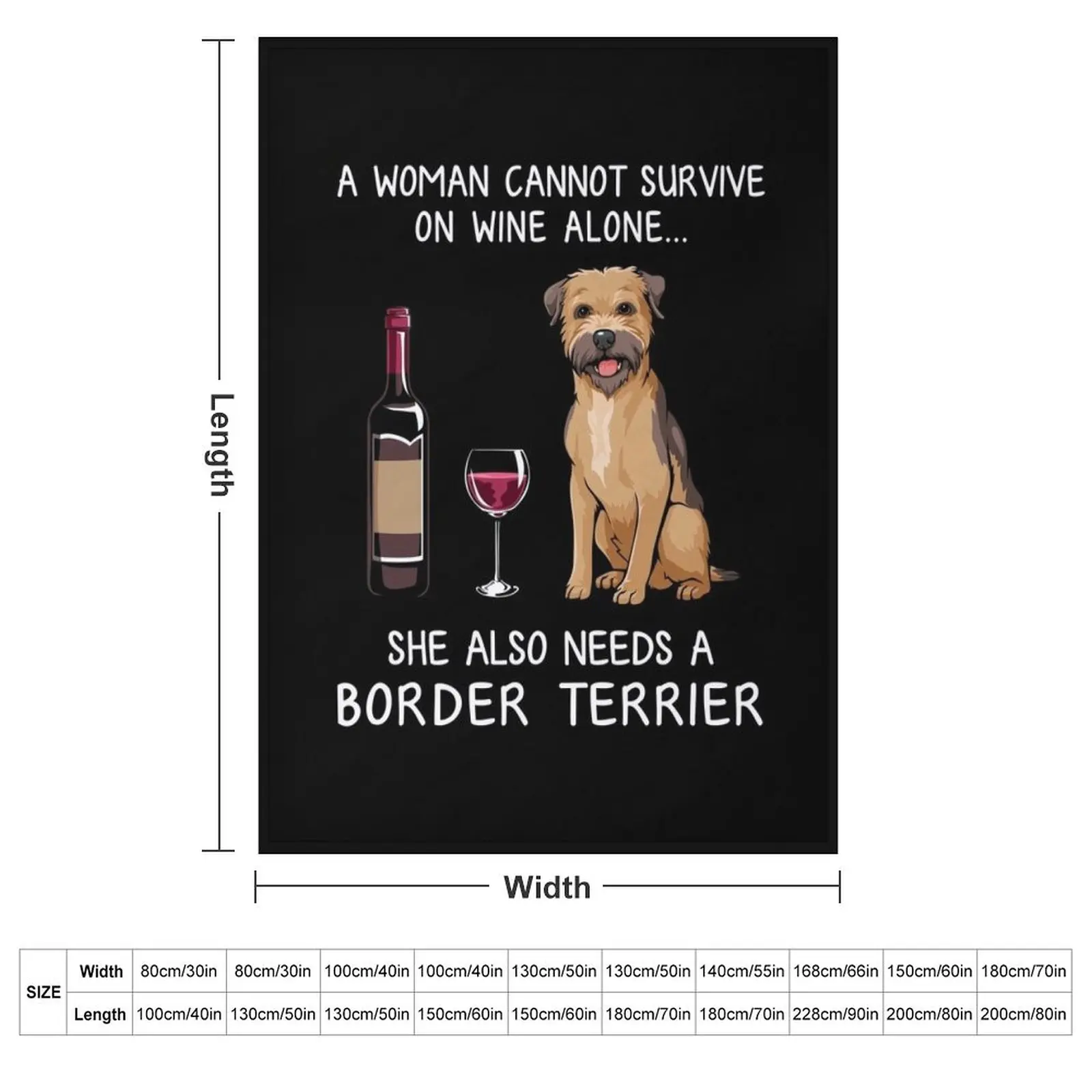 Border Terrier and wine Funny dog Throw Blanket couch cozy soft plush fuzzy picnic outdoor blanket