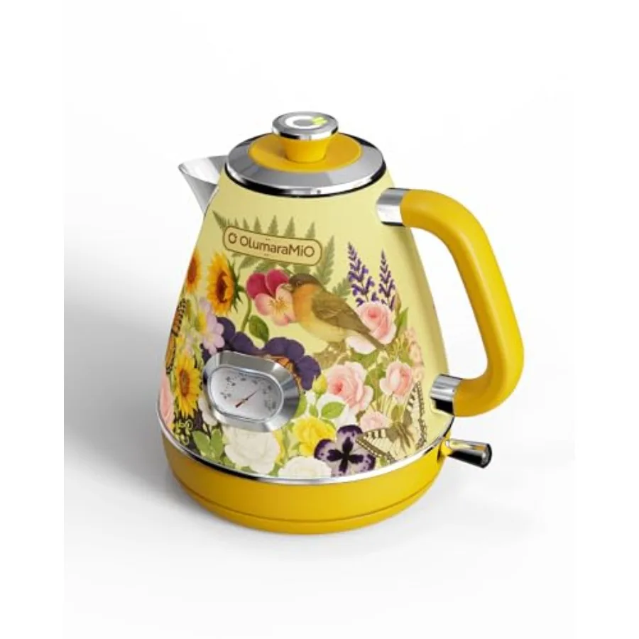 

Retro Electric Kettle with Thermometer 1.7L Stainless Steel Hot Water Tea Kettle 1500W Fast Boiling Auto Shut-Off and Boil Dry