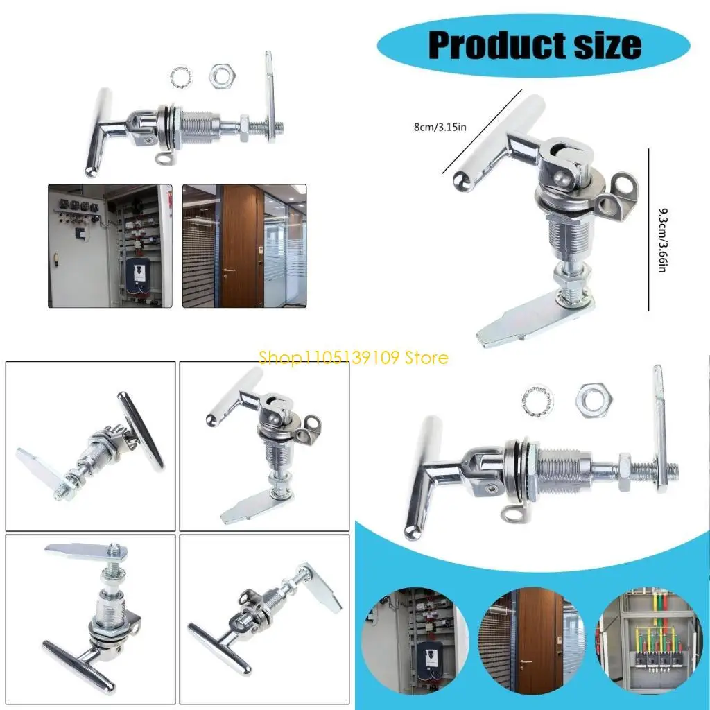 

P5ED Multipurpose Heavy Duty Foldable T Handle Draw Latchs Lock Secure Adjustable 7mm Easy Installs for Safety Door Closure