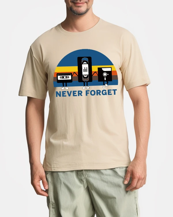 Never Forget Muster T-Shirts Herren Baumwolle Casual Trendy T-Shirt Atmungsaktiv Weich Kurzarm Unisex Sommer Rundhalsausschnitt Streetwear