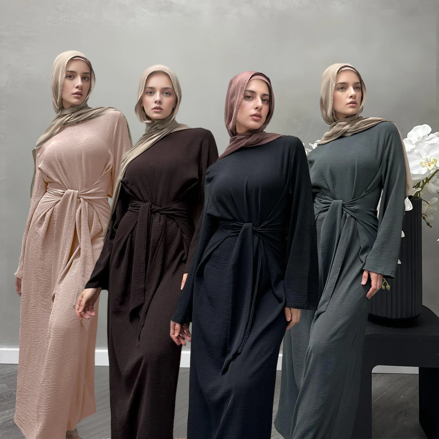 

Элегантное женское вечернее платье макси с поясом, приталенное, коллекция Весна-Лето 2026