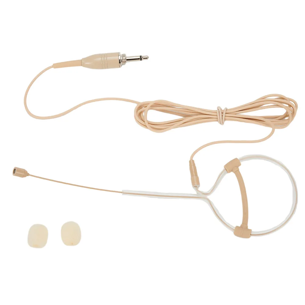 Beige Single Ear Hook Headset Mic Headworn Microphone Hand-free Operation 3.5mm 3 Pin 4 Pin XLR Plug With Microphone Cover