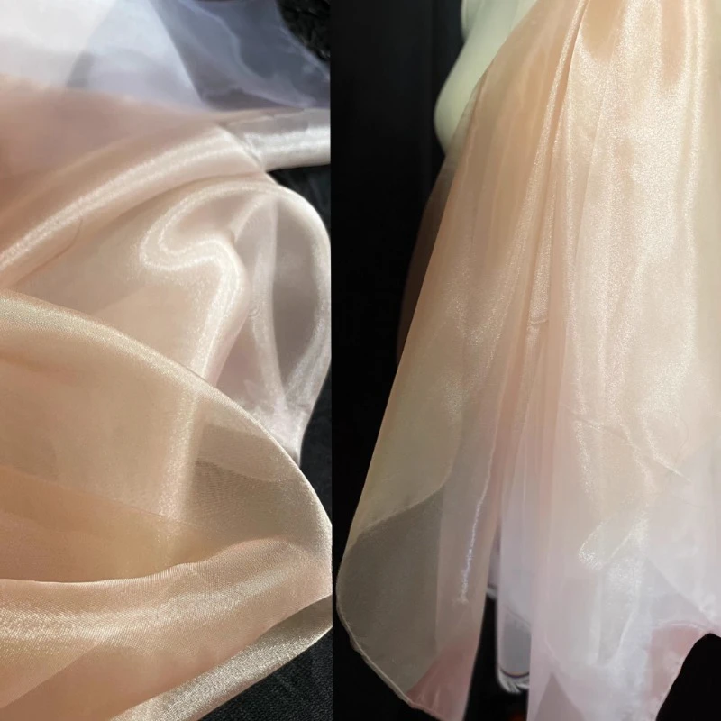 

Crystal Yarn Liquid Candlelight Organza Champagne Color Hard Mesh Wedding Dress DIY Clothing Designer Fabric