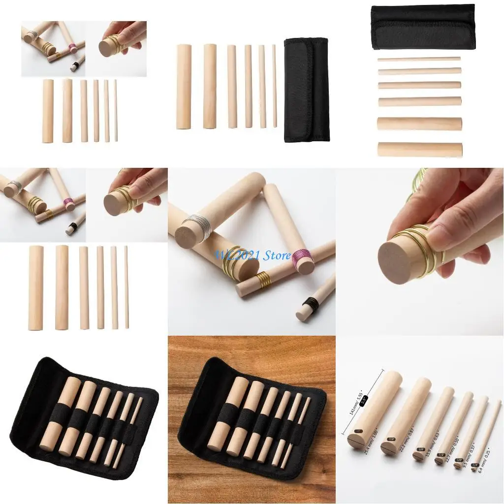 

G5GC Set of 6pcs Convenient Wire Looping Tools DIY Jewelry Making Wooden Handmade Crafts Wire Forming Tool Set