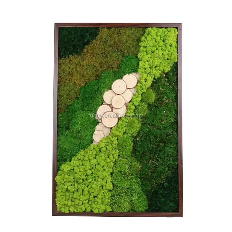 Home Decoration 3D Wall Art Real Natural Plants Reindeer Preserved Moss Frame for Enhancing Your Mother's Day Graduation