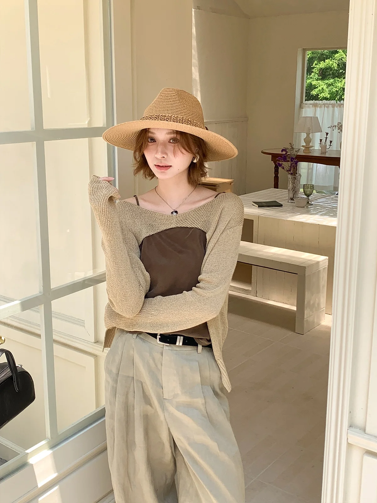 

Bronze Ammonia Fiber ter Knitted Cardigan Women's Design Sensation Sunscreen Long Sve Commute Sle Summer Set