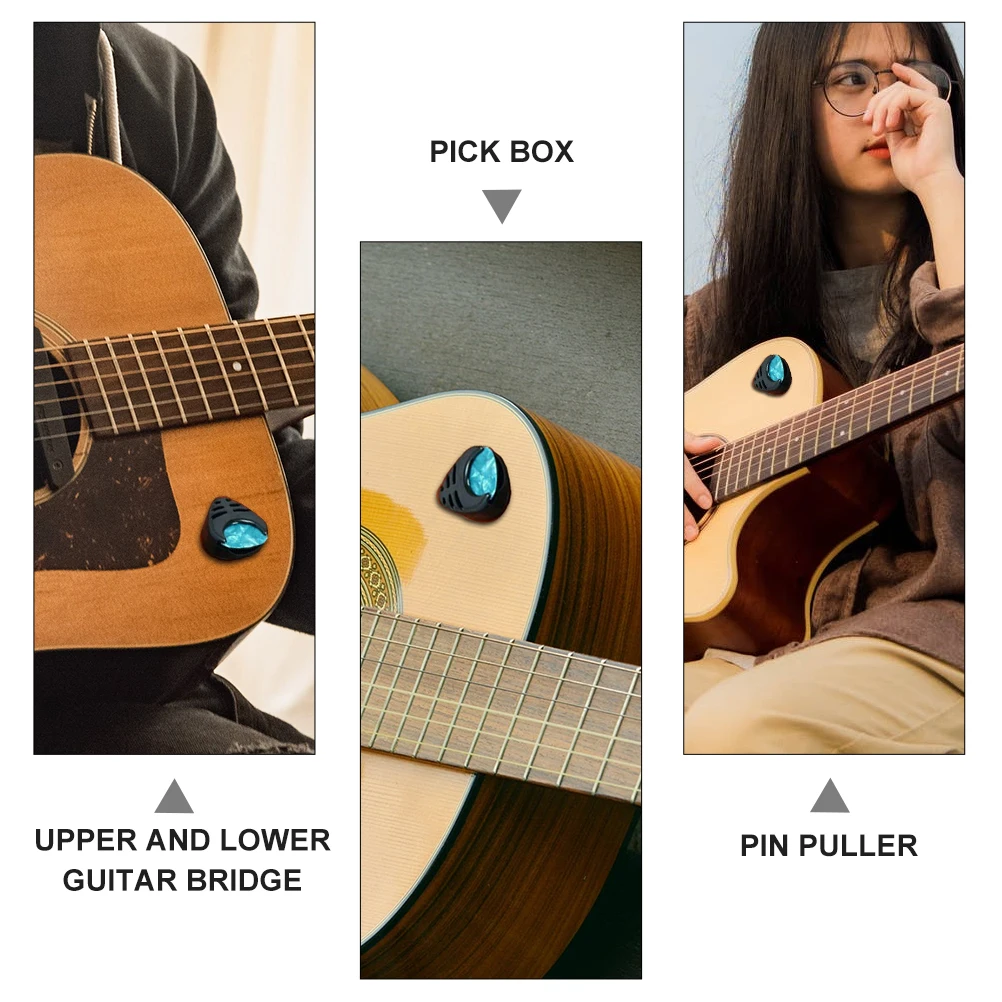 

Bridge Set Plastic Tools for Acoustic Pins Replacement Kit Storage Box Guitar Bridge Pin Set Guitar Parts Accessories