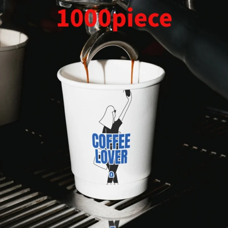 

10 00piece.Custom.Recyclable Cafe Restaurant Logo Printing Coffee Hot Drink Paper Cup With Lids Take Away Cup Holder