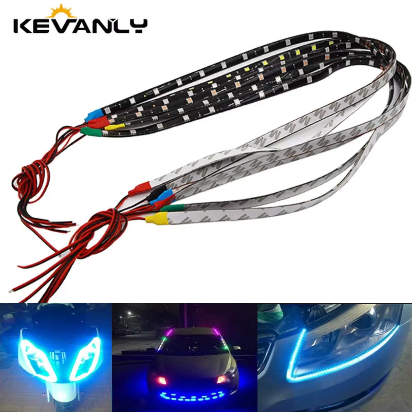 

1pcs 30cm 60cm colorful LED Strip led Light 30 LED 5050 15 SMD Flexible Strip Light Auto Decorative Lamp Tape Running Lamp 12v