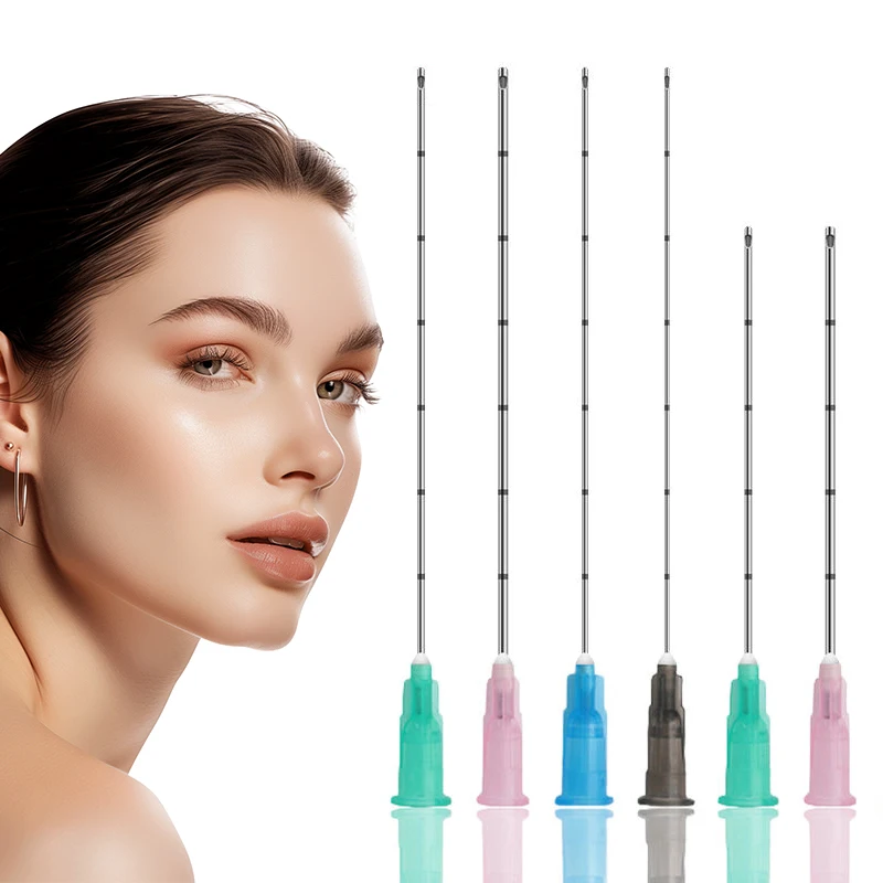 50PCS Micro Cannula 25G 50mm 14g 100mm Micro Tip Blunt Cannula for Filler 18g 21g 22g 23g 27g