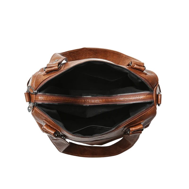 Modische Damen-Umhängetasche aus weichem Leder, große Kapazität, mehrere Außentaschen, abnehmbarer Riemen, Crossbody-Handtasche für den Alltag – Detail 16