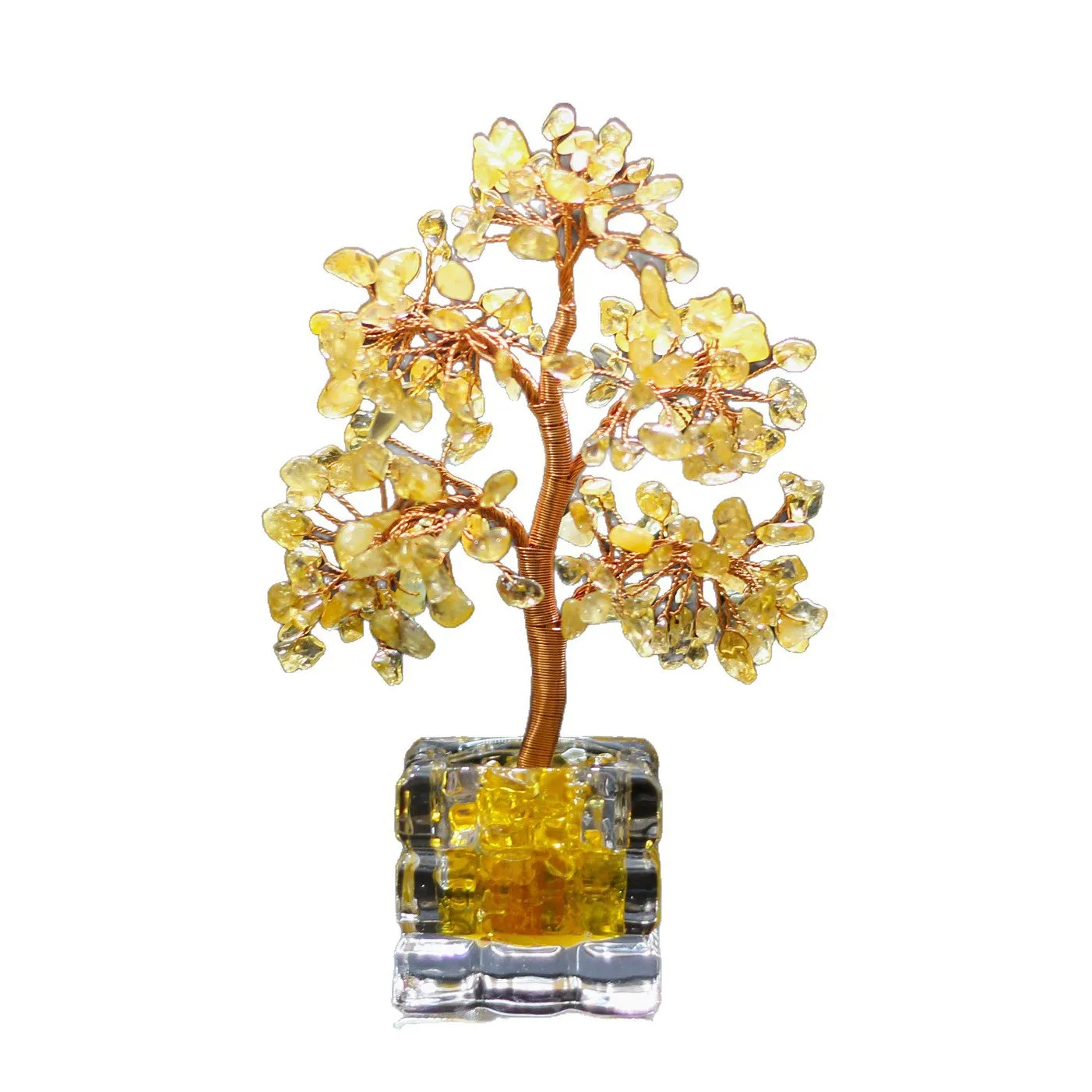 Citrine Gravel Crystal Tree Fortune Tree Handicrafts Home Office Ornament