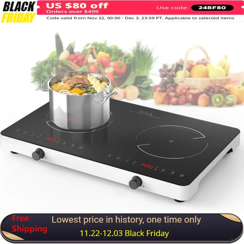 Electric Induction Cooker, 4000W 110V Top Knob Control, 9 Power Levels and Child Safety Lock & Timer, Portable Iduction Cooktop