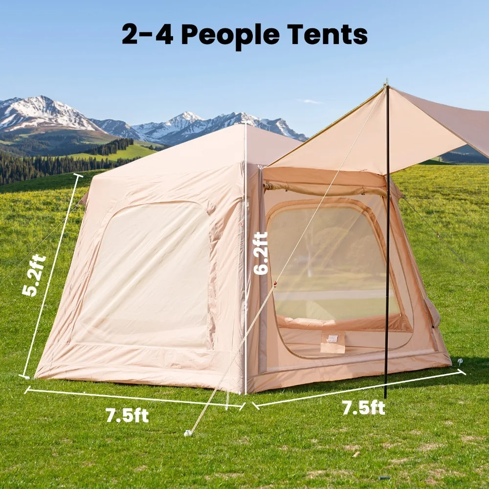 Inflatable Tents for Camping, 2-4 Person Inflatable Camping Tent with Pump