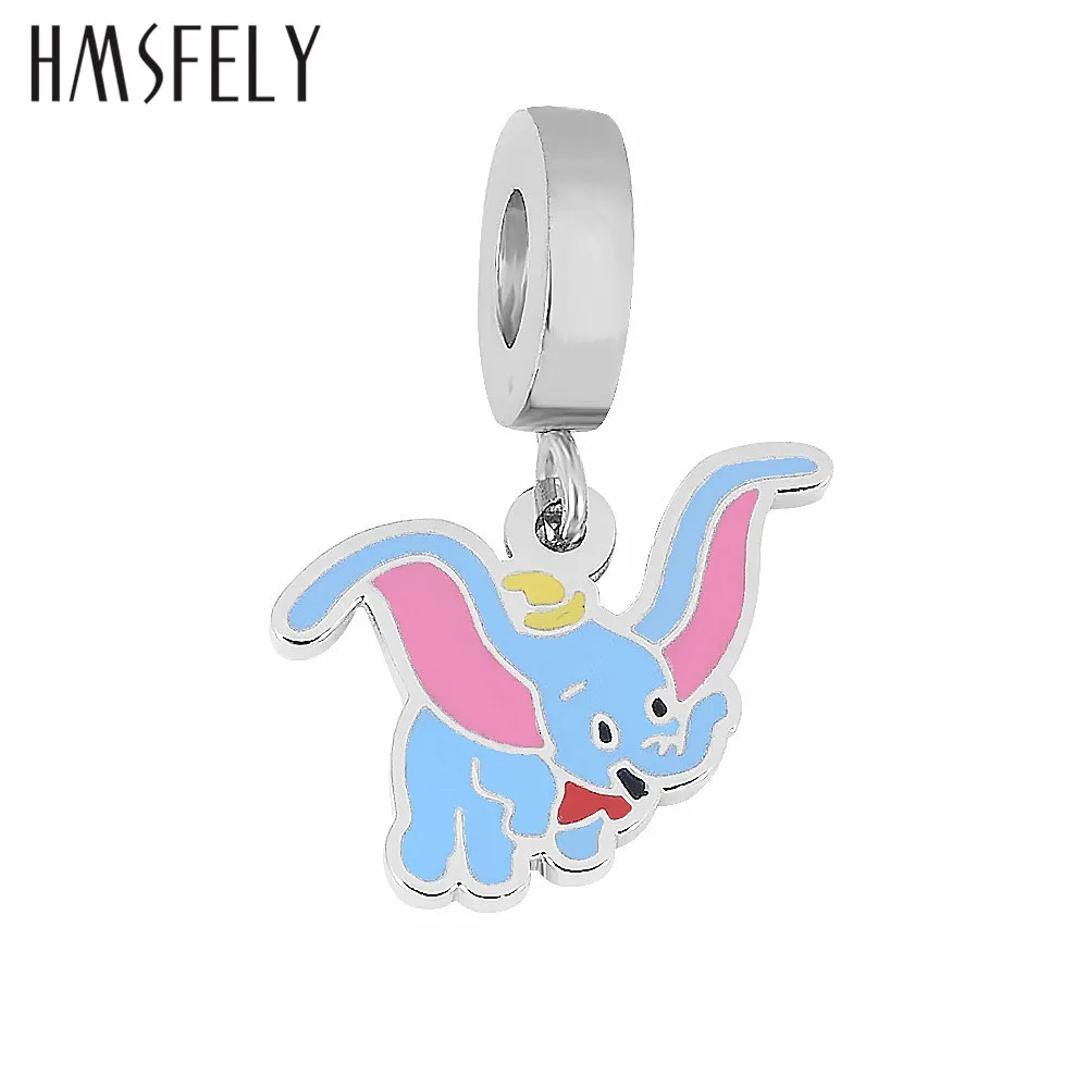 

HMSFELY Stainless Steel Little Blue Elephant Pendant For DIY Bracelet Necklace Jewelry Making Accessories Bracelets Parts