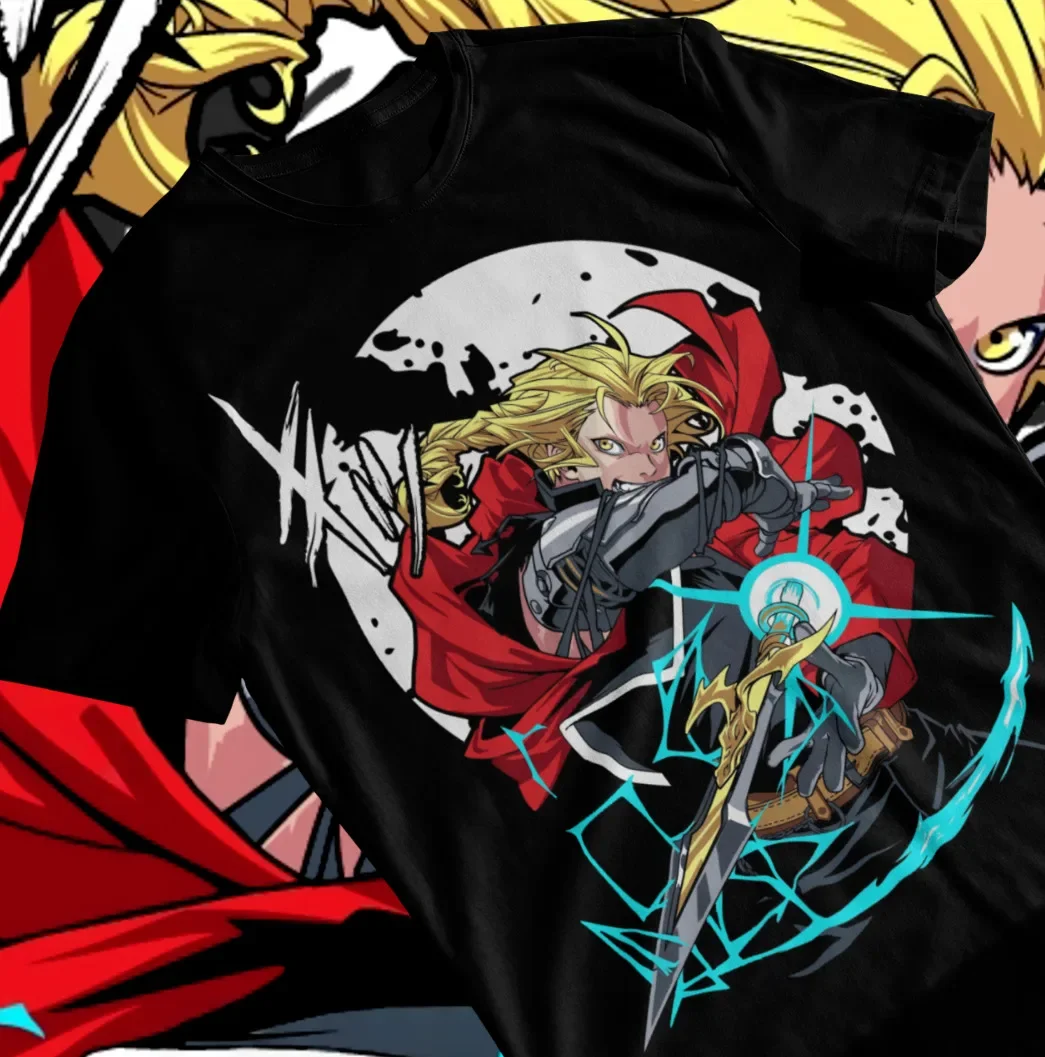

Edward Elric T-Shirt Fullmetal Alchemist Brotherhood FMA Alphonse Black Soft Tee
