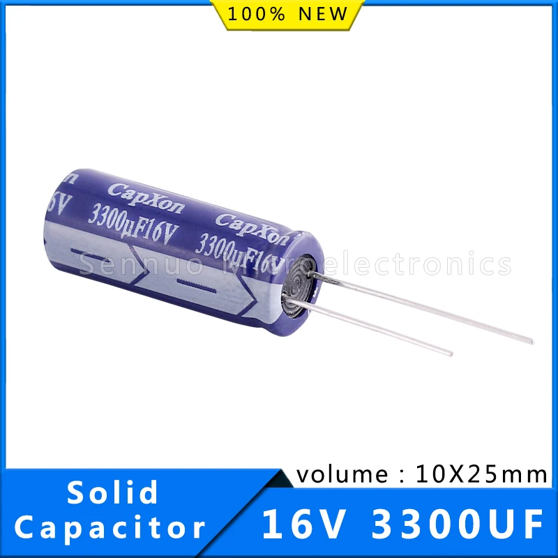 2pcs capacitor 3300 uf 16v Solid Electrolytic Capacitors 3300 uf 16 v volume 10x25mm Aluminum electrolytic capacitors brand new