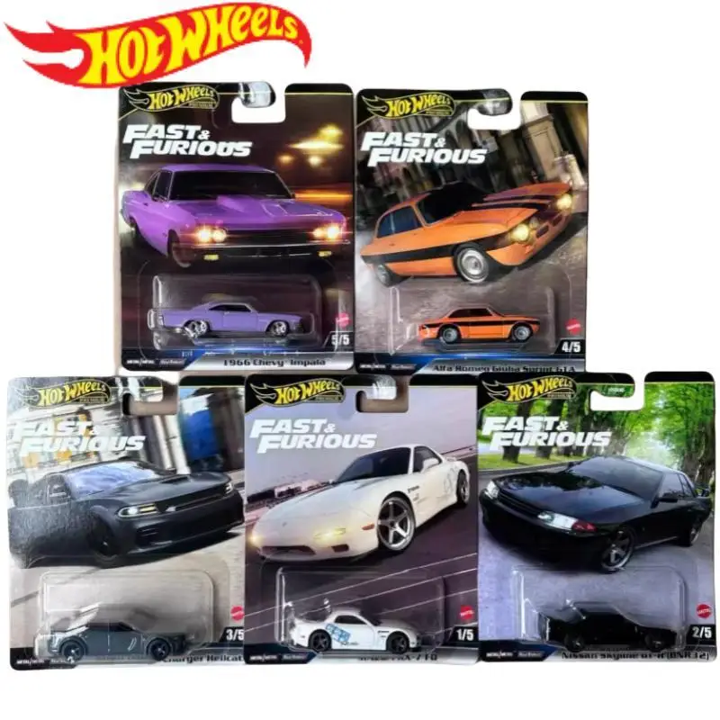 Original Hot Wheels Fast And Furious Hnw46-9c6k Mazda/Nissan/Dodge/Alfa Romeo/Chevy 1/64 Die-Cast Model Boy Birthday Gifts