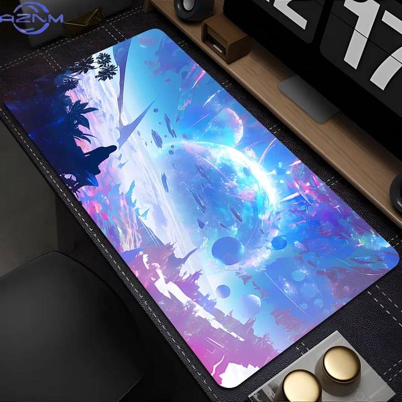 Mouse Pads Cartoon Desk Mat Gaming Keyboard Pad with Stitched Edges and Non-Slip Rubber Base Space Galaxy Extended Mousepad