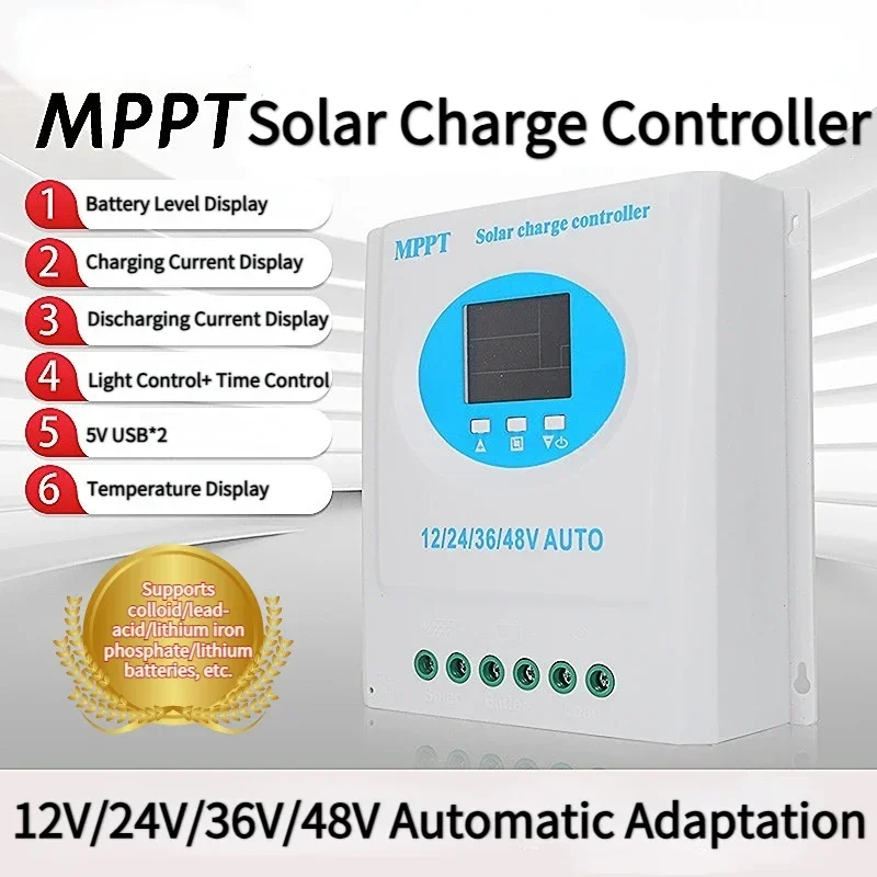 120A 150A MPPT Solar Charge Controller 12V 24V 36V 48V Solar Panel Battery Intelligent Regulator for Lead-acid/Lithium