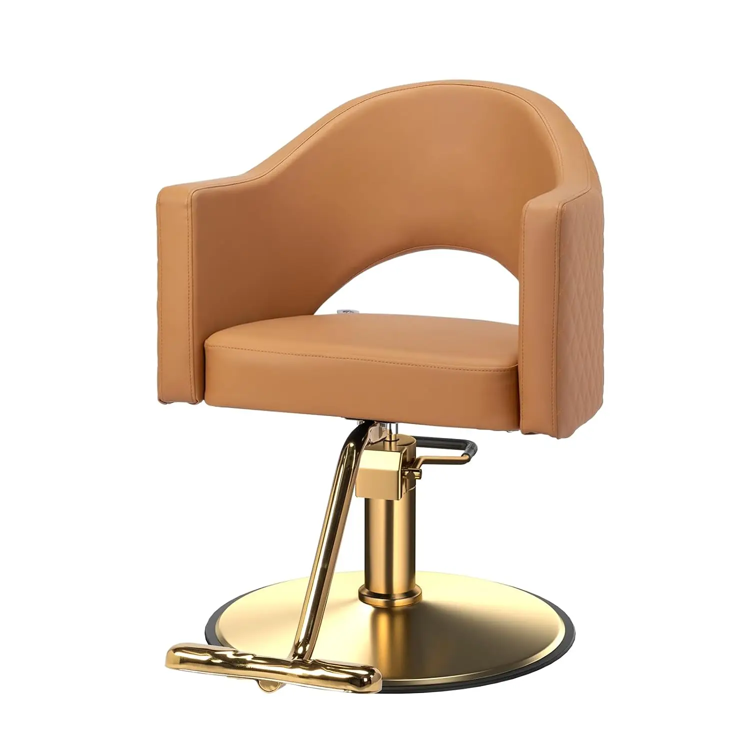 Barber Chairs for Barbershop Gold Brown Styling Chair, Salon Chair for Hair Stylist, Heavy Duty Hydraulic Pump,, Custom