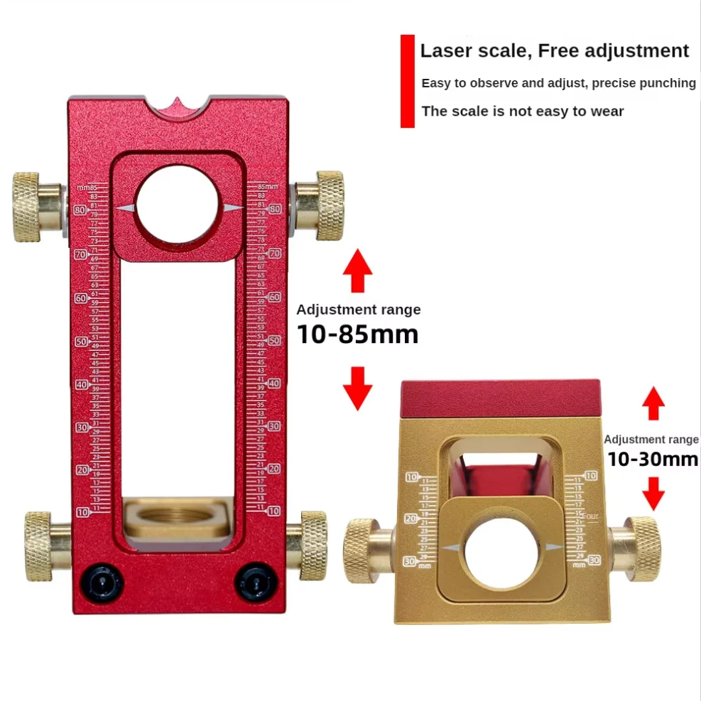 2 In 1 Drill Guide Doweling Jig Bed Cabinet Screw Punch Locator Woodworking Hole Drill Bit Set 5-Hole 6/8/10/12/15mm Pin Fixture