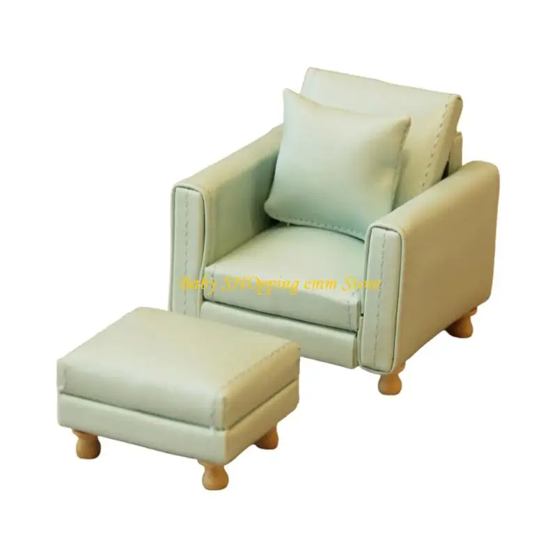 23GD ตุ๊กตา House โซฟาขนาดเล็ก Figurine PU เฟอร์นิเจอร์ห้องนั่งเล่นที่ทันสมัยฉากจอแสดงผล