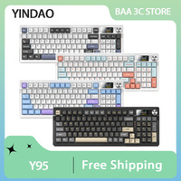 YINDIAO Y95 Mechanical Keyboard Tri Mode Customized 98 Layout RGB Hot Swap Gasket Multifunctional Knob Esport Gaming Keyboard