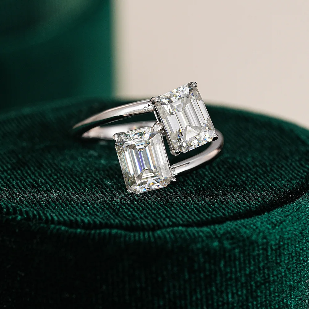 

Emerald Cut 4 Carat Moissanite Engagement Wedding Ring 925 Sterling Silver Rings For Women